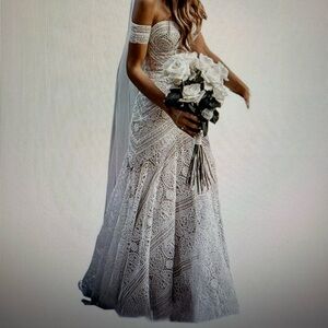 Elegant White Lace Strapless Dress